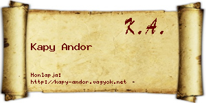 Kapy Andor névjegykártya